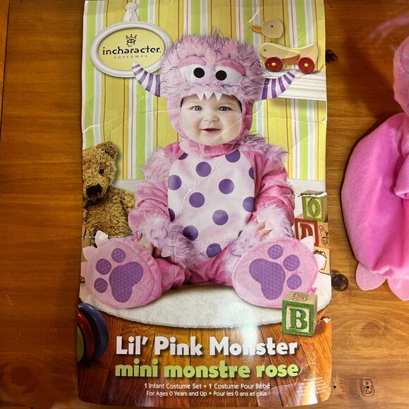 Incharacter Lil' Pink Monster Infant Baby Halloween Costume 6-12 months - Picture 5 of 7